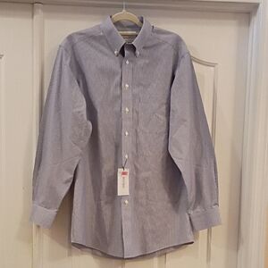 Roundtree & Yorke Men's Blue Striped Dress Shirt